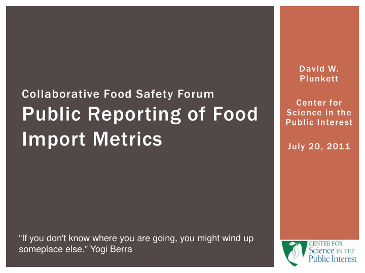 public reporting of food