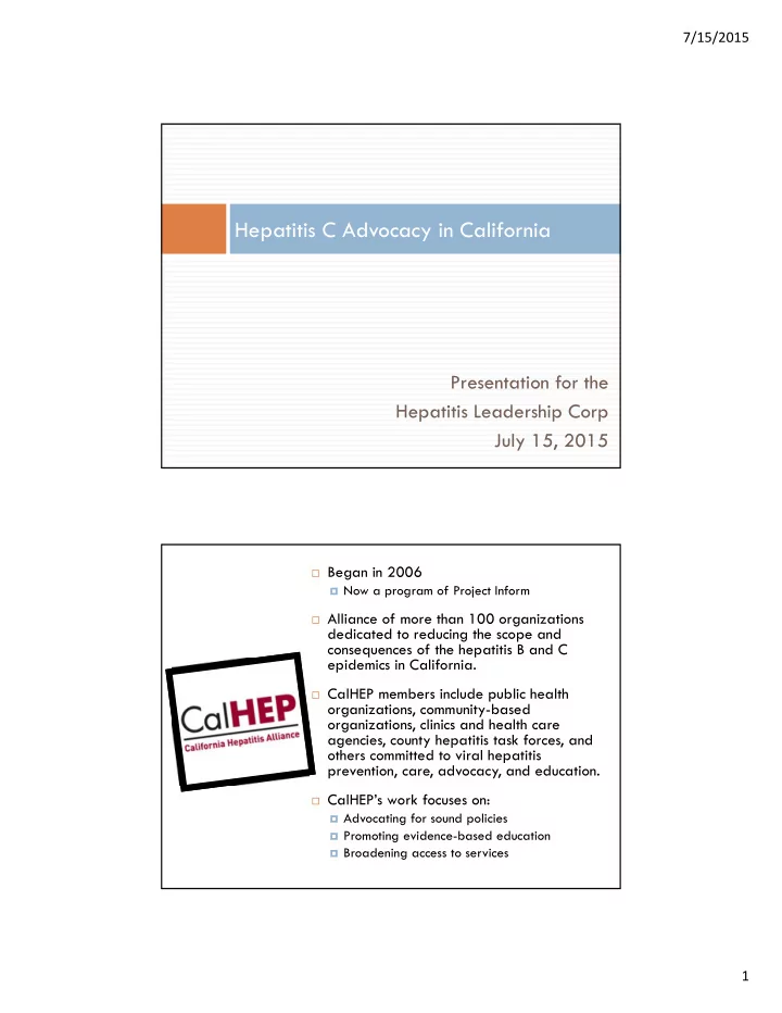 hepatitis c advocacy in california