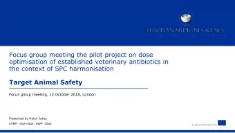 Focus group meeting the pilot project on dose  optimisation of established veterinary antibiotics