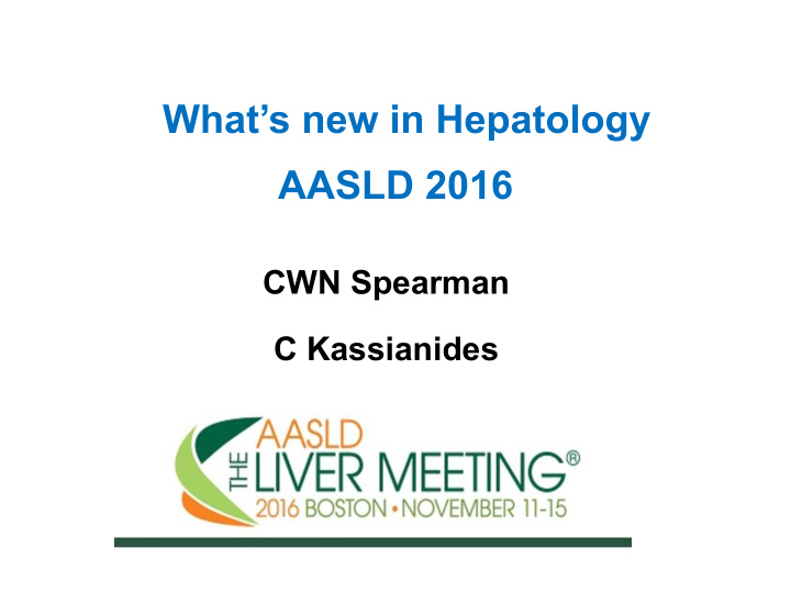 what s new in hepatology aasld 2016