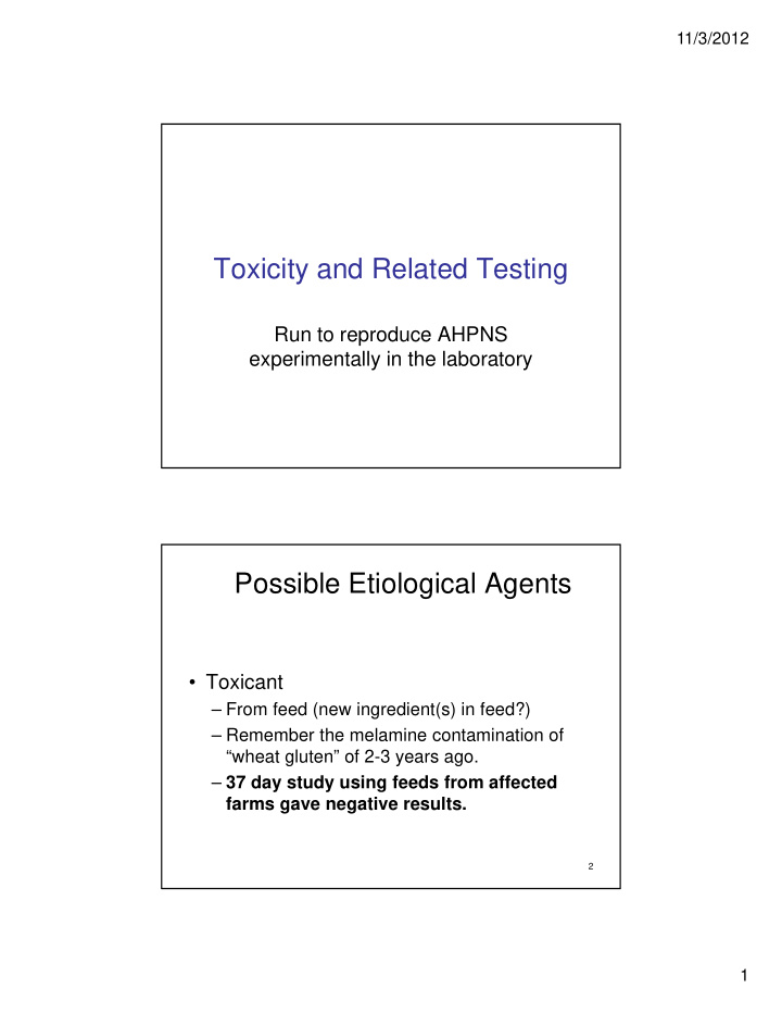 toxicity and related testing