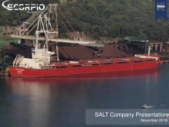 SALT Company Presentation  November 2018  Disclaimer and Forward-looking Statements This