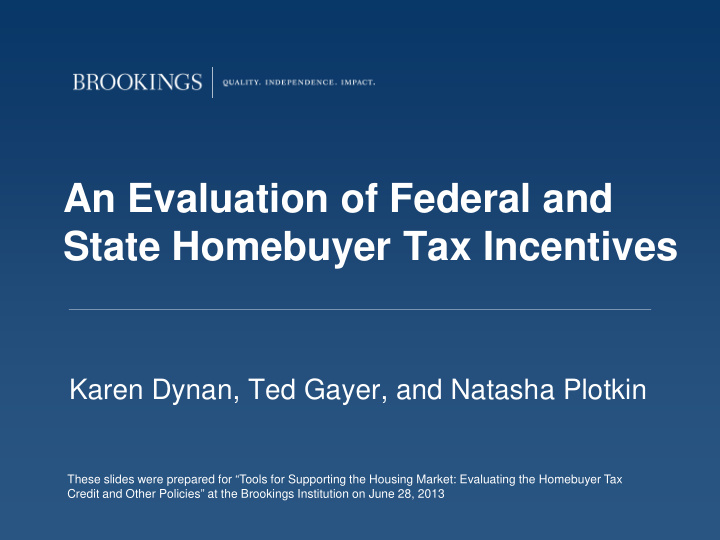 an evaluation of federal and state homebuyer tax