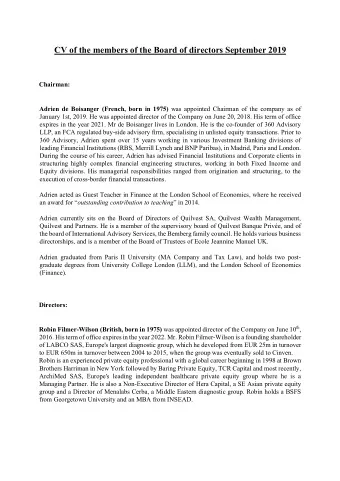 Philippe Hoss ( Luxembourgish, born in 1962 ) was appointed director of the Company on June 12 th ,