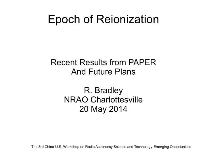 epoch of reionization