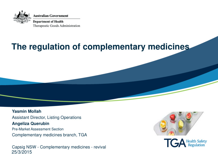 the regulation of complementary medicines