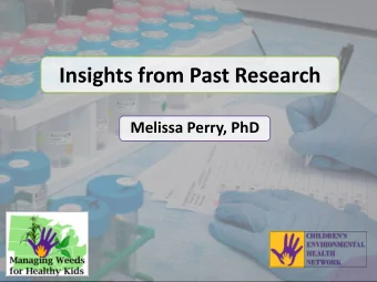 Insights from Past Research Melissa Perry, PhD Knowledge Base  Nearly two dozen papers from