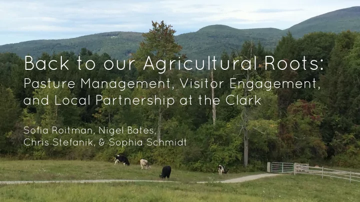 back to our agricultural roots
