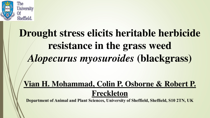 resistance in the grass weed