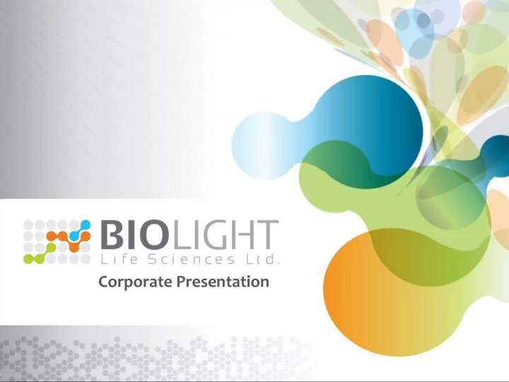 corporate presentation forward looking statements
