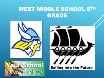 WEST  WEST M  MIDDLE SCHOOL IDDLE SCHOOL 8 TH  TH  GRADE  GRADE  Sailing into the Future TH GRADE 8