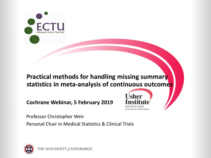 practical methods for handling missing summary statistics