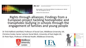 Rights through alliances; Findings from a  European project tackling homophobic and  transphobic