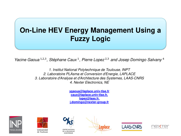 on line hev energy management using a