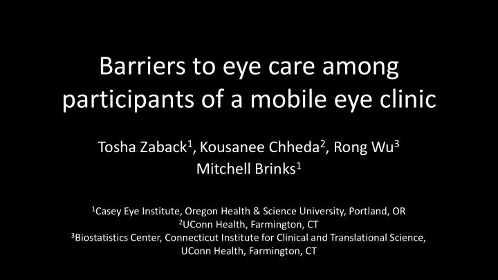 barriers to eye care among