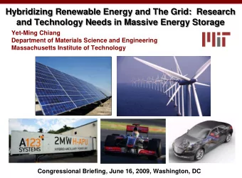 Hybridizing Renewable Energy and The Grid:  Research  Hybridizing Renewable Energy and The Grid: