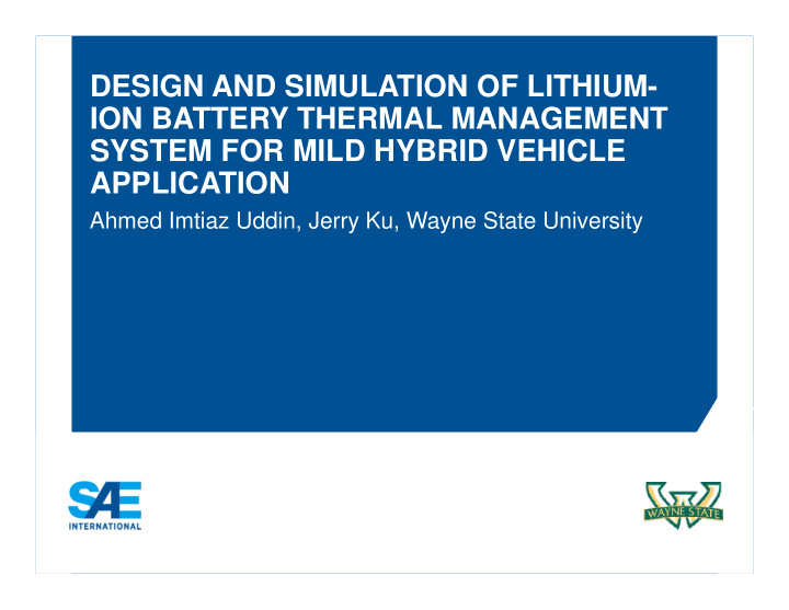 design and simulation of lithium ion battery thermal