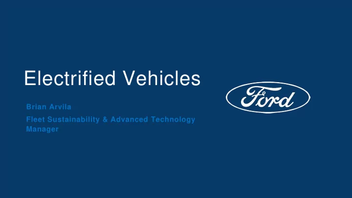 electrified vehicles