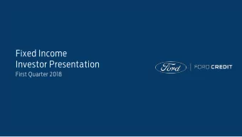 Fixed Income  Investor Presentation  First Quarter 2018  FC  FC1  Agenda  Strategy Highlights