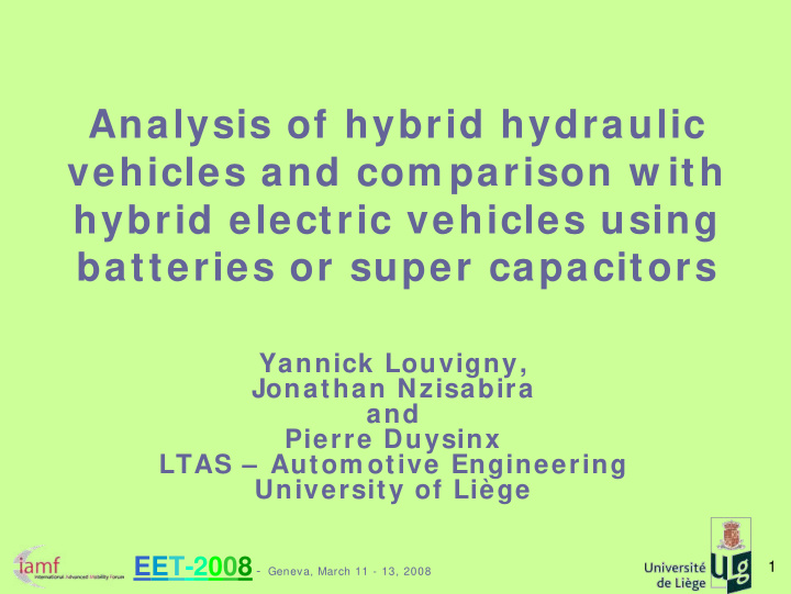 analysis of hybrid hydraulic vehicles and com parison w