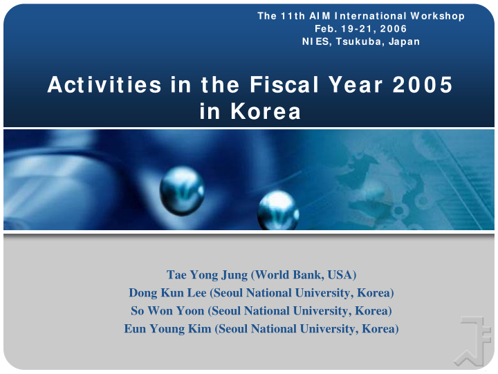 activities in the fiscal year 2 0 0 5 in korea