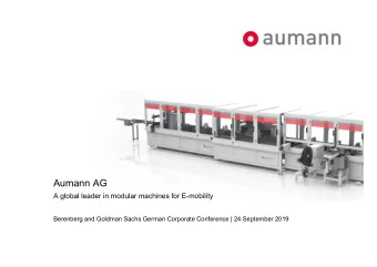 Aumann AG  A global leader in modular machines for E-mobility  Berenberg and Goldman Sachs German