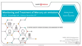 Monitoring and Treatment of Mercury air emissions  Nicolas Humez  &amp; COP 2 - Knowledge Lab -
