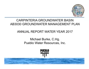 Michael Burke, C.Hg.  Pueblo Water Resources, Inc.  Pueblo Water Resources, Inc.  AB 3030