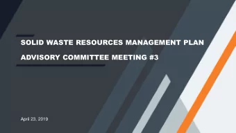 SOLID WASTE RESOURCES MANAGEMENT PLAN  Solid Waste Resources Management Plan  ADVISORY COMMITTEE