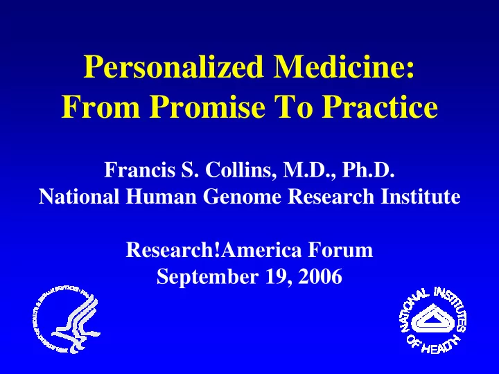 personalized medicine from promise to practice