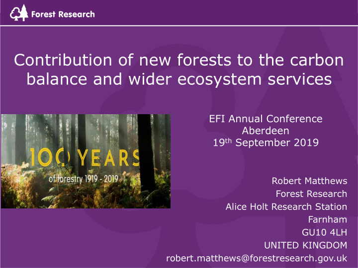 contribution of new forests to the carbon balance and