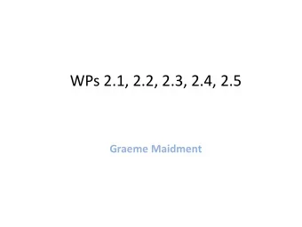 WPs 2.1, 2.2, 2.3, 2.4, 2.5  Graeme Maidment  i-STUTE cooling based projects  Cost of ownership