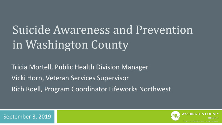 suicide awareness and prevention in washington county
