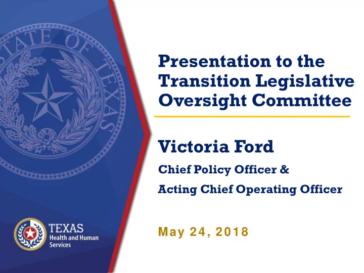 presentation to the transition legislative oversight
