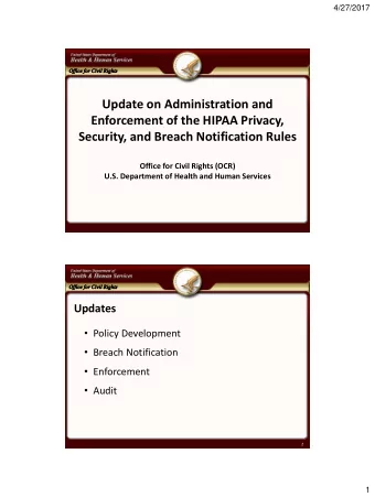 Security, and Breach Notification Rules  Office for Civil Rights (OCR)  U.S. Department of Health