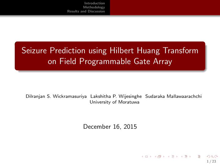 seizure prediction using hilbert huang transform on field