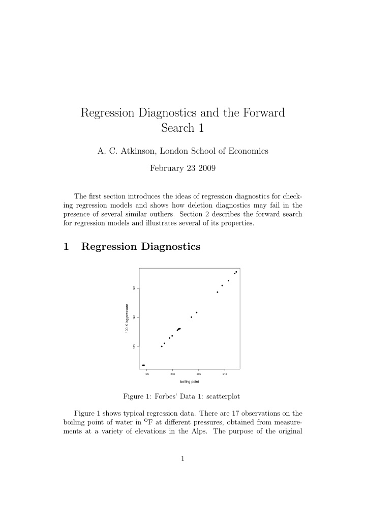 regression diagnostics and the forward search 1