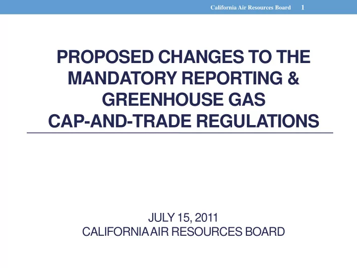 proposed changes to the mandatory reporting amp