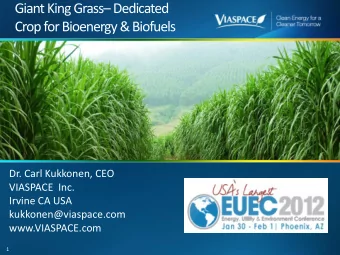 Crop for Bioenergy &amp; Biofuels  Dr. Carl Kukkonen, CEO  VIASPACE  Inc.  Irvine CA USA