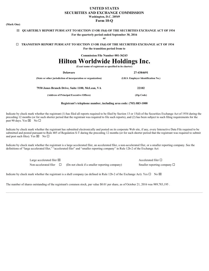 hilton worldwide holdings inc