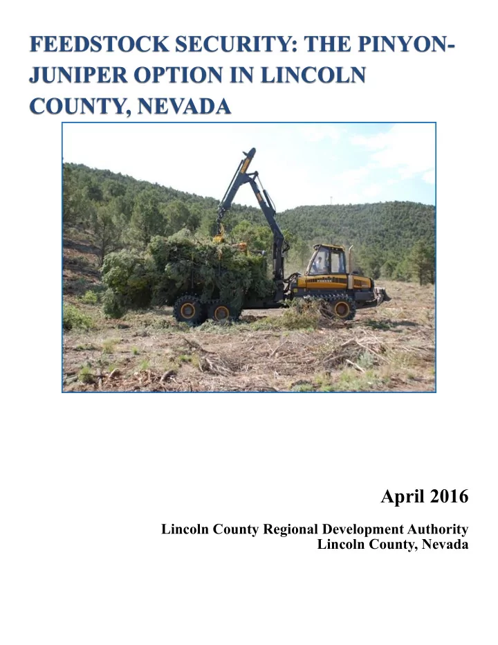 feedstock security the pinyon