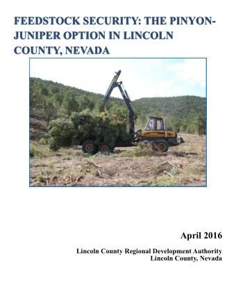 FEEDSTOCK SECURITY: THE PINYON-  JUNIPER OPTION IN LINCOLN COUNTY, NEVADA April 2016 Lincoln County