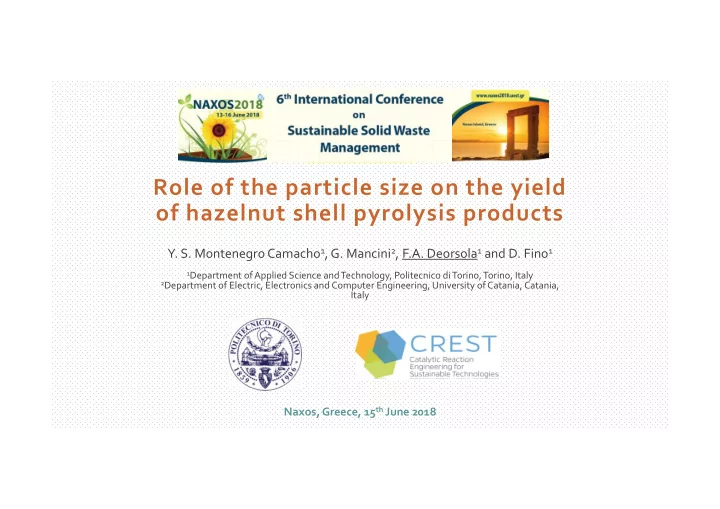 role of the particle size on the yield of hazelnut shell