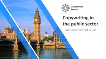 the public sector  with Lorraine Forrest-Turner  governmentevents.co.uk | 0330 0584 285 |