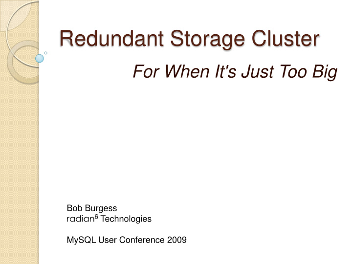 redundant storage cluster