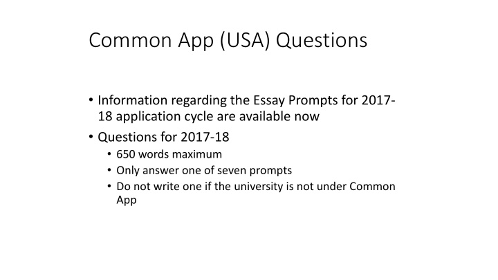 common app usa questions