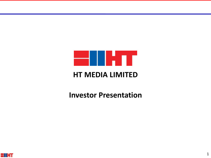 ht media limited investor presentation