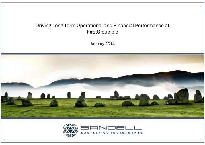driving long term operational and financial performance