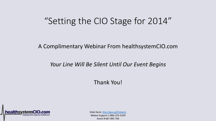setting the cio stage for 2014
