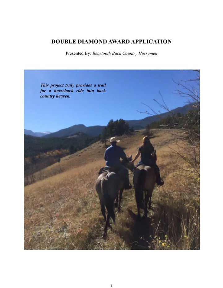 double diamond award application
